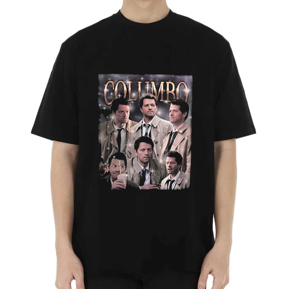 Columbo Misha Collins Meme T Shirt Retro TV Show Graphic Fan Gift Vintage Style